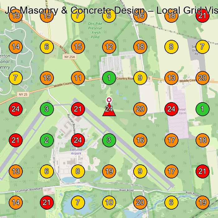 JC Masonry & Concrete Design Masonry Contractor GeoGrid ranking map for None